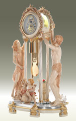 Grandfather Clock 568 lacquered and decorated, double face clock